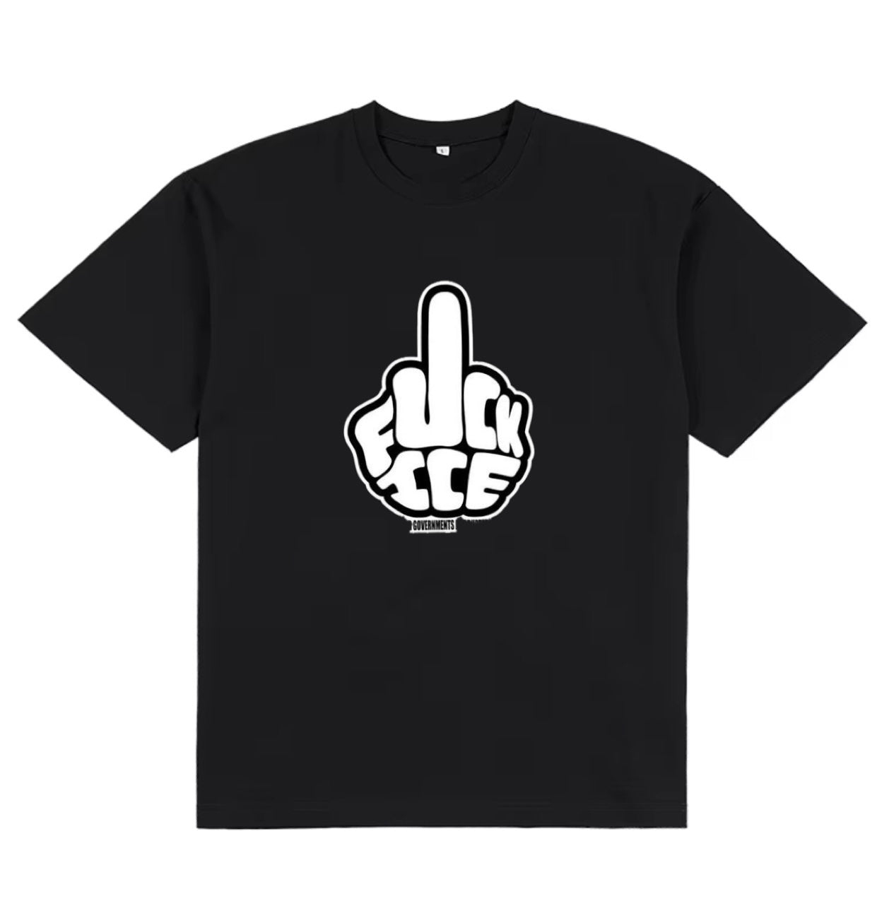 Middle Finger Big Logo "FUCK ICE" Black T-Shirt