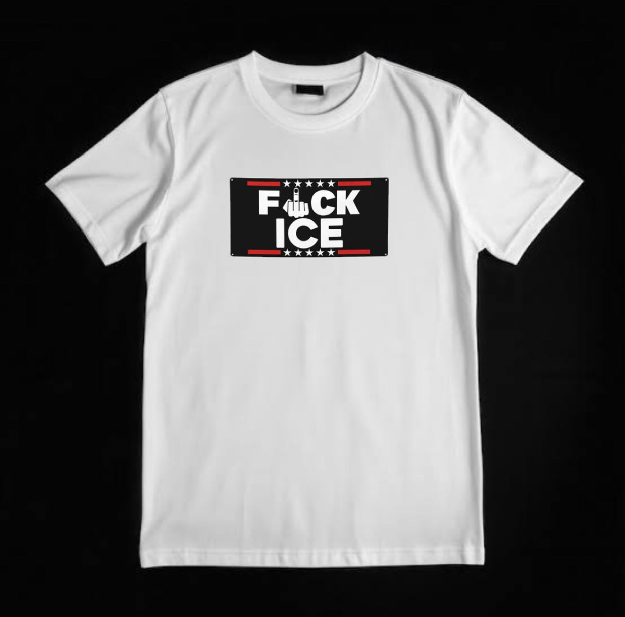 Chest Banner "FUCK ICE" White T-Shirt